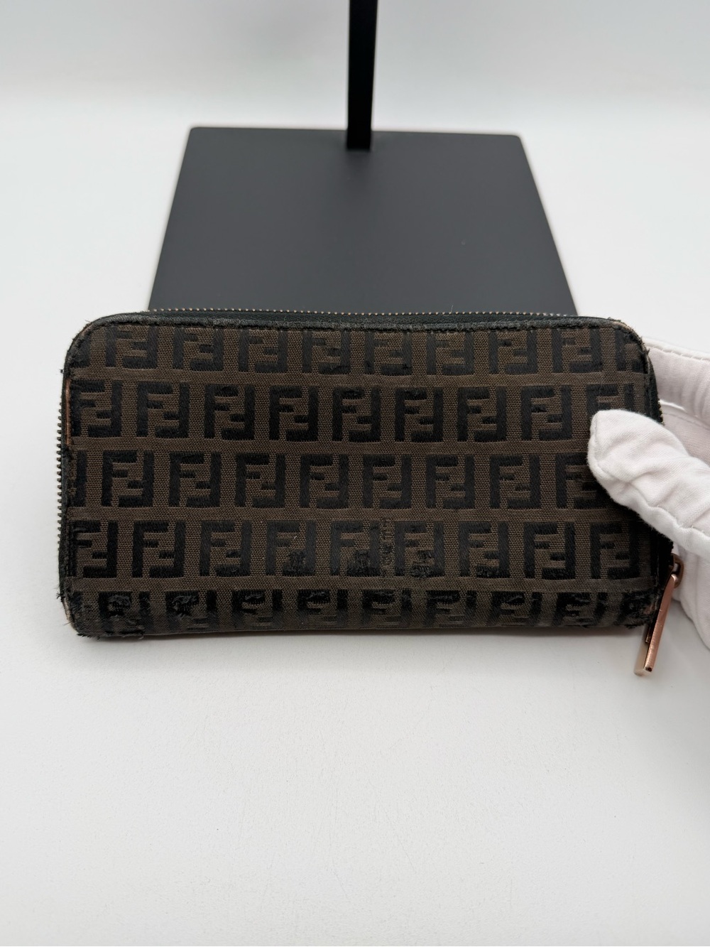 Fendi Zucca Monogram Zip Around Wallet